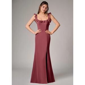 Callie Merlot Mermaid Side Slit Chiffon Convertible Dress